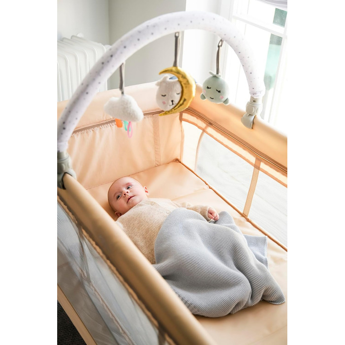 Дитяче та дитяче дорожнє ліжечко MoMi BELOVE PLUS 2-в-1, складне, 2 рівні для сну для немовлят до 9 кг та дітей до 15 кг з дитячим матрацом, ігровою ручкою, пеленальний килимок та сумка для перенесення, темно-зелений