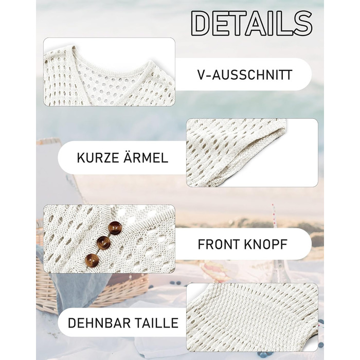 Пляжна сукня Haloumoning для дівчаток, літнє бікіні, пончо з короткими рукавами, в&39язані дитячі модні купальники, 150 білого кольору