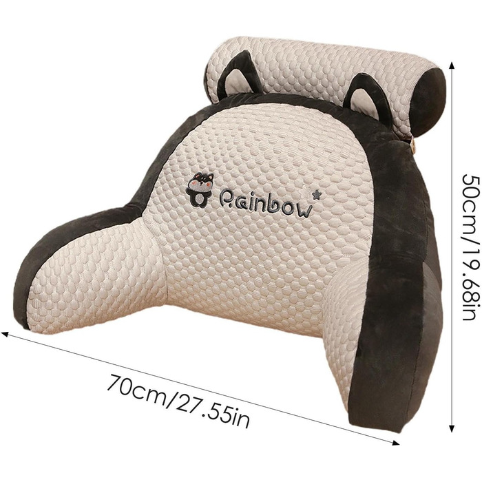 Приліжкова подушка для читання, м&39яка подушка з підлокітниками Надзвичайно зручна підтримка спини, ергономічна подушка. Для читання, гри або перегляду телевізора. 50x70 см, рисова хаскі
