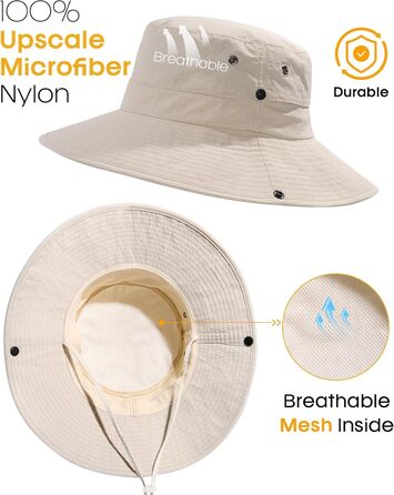 Унісекс сонцезахисний капелюх із захистом від ультрафіолету для жінок та чоловіків, літній капелюх, складний туристичний капелюх, портативний капелюх для риболовлі на свіжому повітрі з широкими полями, один розмір, бежевий