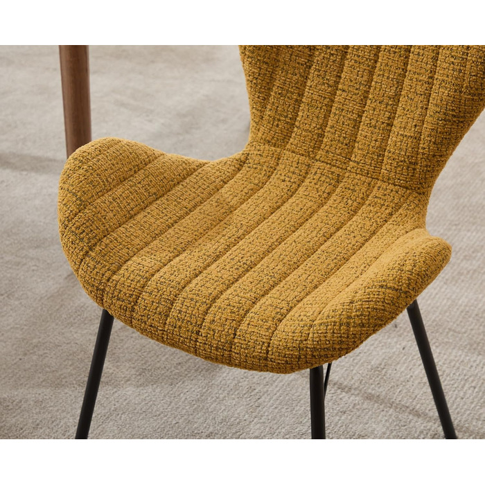 Обідні стільці, комплект з 4 шт. , м&39які кухонні стільці, обідні стільці, крісла зі стьобаними шенілловими спинками, для їдальні, вітальні, спальні та вітальні, жовті.