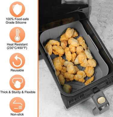 Аерофритюрниця BYKITCHEN 2PCS із силіконовою формою для ніндзя, аксесуари для AF400EU, багаторазова фритюрниця Силіконова каструля для Ninja Foodi/Innsky та інші двозонні фритюрниці