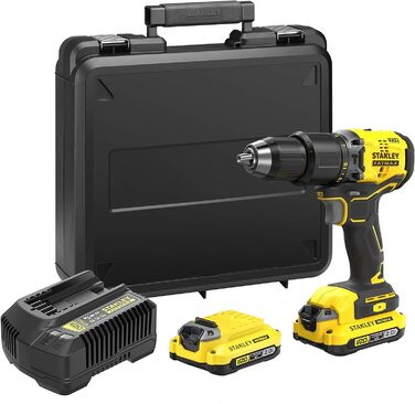 Двошвидкісний акумуляторний ударний дриль-шуруповерт Stanley FatMax 18 В SFMCD715D2K (2,0 Ач, макс. крутний момент 60 Нм, безщітко