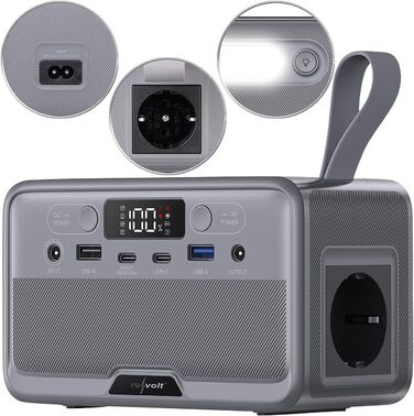 Кемпінгова електростанція Revolt Powerstation Електрична станція та сонячний генератор потужністю 89,6 Втгод, 230 вольт, 100 Вт (літій-літій-полімерний акумулятор, з виходом 12 вольт, ноутбук)