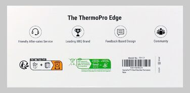 Цифровий термометр для гриля ThermoPro TP17 з нержавіючої сталі, з підсвічуванням (синій), діапазон температур до 300 C (колір Срібло)