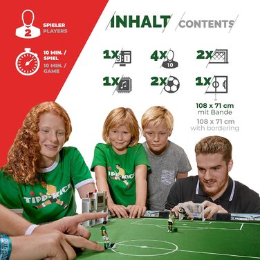 Набір TIPP-KICK для Суперкубка Франції 1 велике ігрове поле з бортами, 2 верхні кікери, 2 воротарі Тоні, 2 ворота, 2 м&39ячі, 1 годинник для перерви, 1 звуковий чіп, спортивна сумка Франція