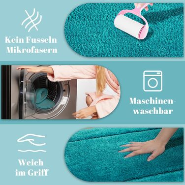 Килимок для ванної, комплект із 2 предметів, м&39який килимок для ванної з мікрофібри, нековзний та водопоглинаючий, килимок для ванної 53x86 см та килимок для туалету 50x50 см, бірюзовий, однотонний (Getaway Solids) 50 x 50 53 x 86 см