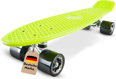 Скейтборд BIKESTAR Vintage Retro Cruiser 60 мм - круїзерний скейтборд для дітей та дорослих, початківці від 6-8 років, ретро дизайн Gecko Green Devilish Black