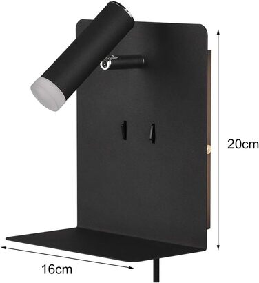 Стільний настінний LED-світильник Trio Leuchten Element 222570232, матовий чорний метал, 1 x 3 Вт, з USB-портом для зарядки