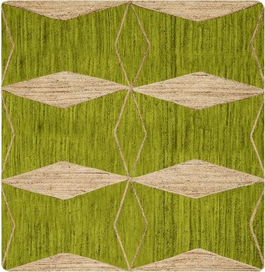 Килимок CASAVANI Kilim, 12 квадратів, бохо-килимок, плетений килимок, зелений / бежевий, джутовий килимок, пилосос, ручне ткацтво,