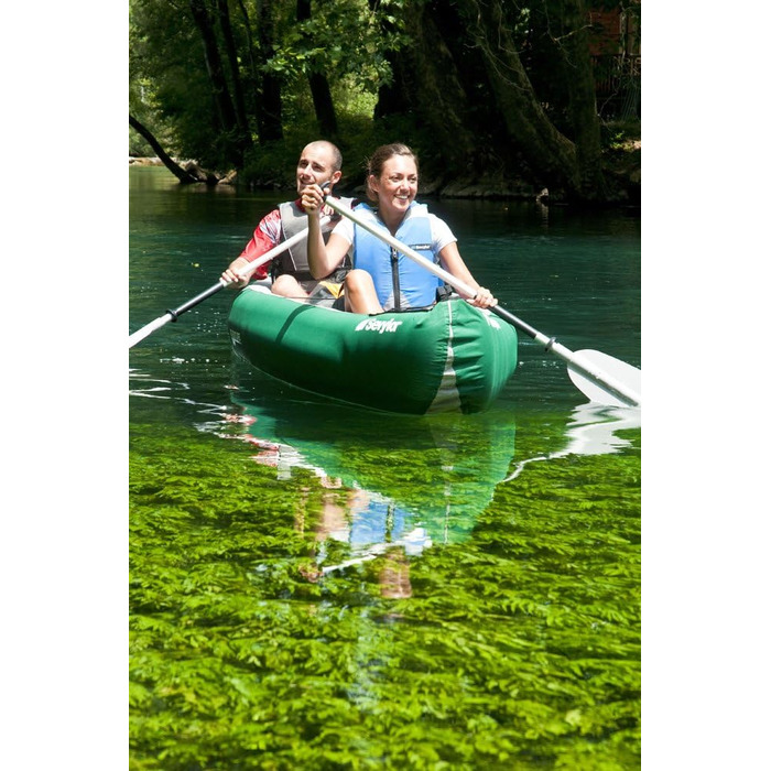 Каное Sevylor Adventure Plus надувне каное для 2 осіб 1 дитини, складне байдарка з міцною зовнішньою оболонкою з поліестеру, висока стійкість на воді. Одномісне