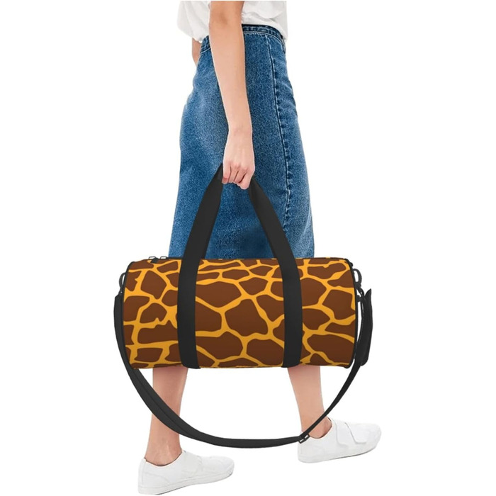 Дорожня сумка з дизайном черепа, кругла, великої місткості, легка та міцна, чудовий подарунок для походів, відпустки, ділових поїздок та іншого, з принтом жирафа, універсальний розмір