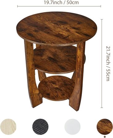 Круглий дерев&39яний журнальний столик, журнальний столик у вінтажному пасторальному стилі, 3-ярусний круглий журнальний столик з місцем для зберігання, тумбочка біля ліжка, маленький столик, журнальний столик для вітальні, спальні, балкону (вінтажний кор