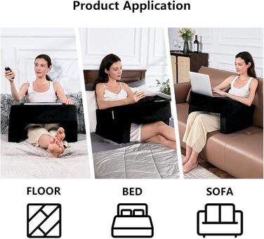 Подушка для накладного столу Накладний столик для ноутбука Піна з ефектом пам&39яті Подушка для читання з бічною кишенею Ергономічна подушка для дорослих, кабінету, ліжка, дивана, підлоги, чорна, маленька