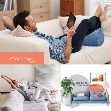 Подушка для шиї Dr. Berger Reading Bone для читання 40x18 см, дизайн Minky - 380 г бавовна, надзвичайно пухнаста - Ергономічна подушка для шиї для релаксації, комфортного читання, перегляду телевізора, подорожей, природи 40 x 18 см натуральний колір