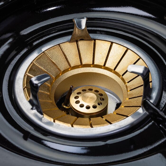 Газова кемпінгова плита з нержавіючої сталі потужністю 5,5 кВт, п&39єзоелектророзпалювання, датчик полум&39я, газовий шланг 150 см, регулятор тиску 50 мбар, емальована підставка для каструль (1 конфорка) Газова плита з 1 конфоркою