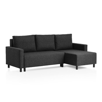 Диван-ліжко Traumnacht Avallon, L-подібний кутовий диван зі сном та місцем для зберігання речей у пуфі, виготовлений за німецькими стандартами якості, антрацит, 136 x 224 x 80 см