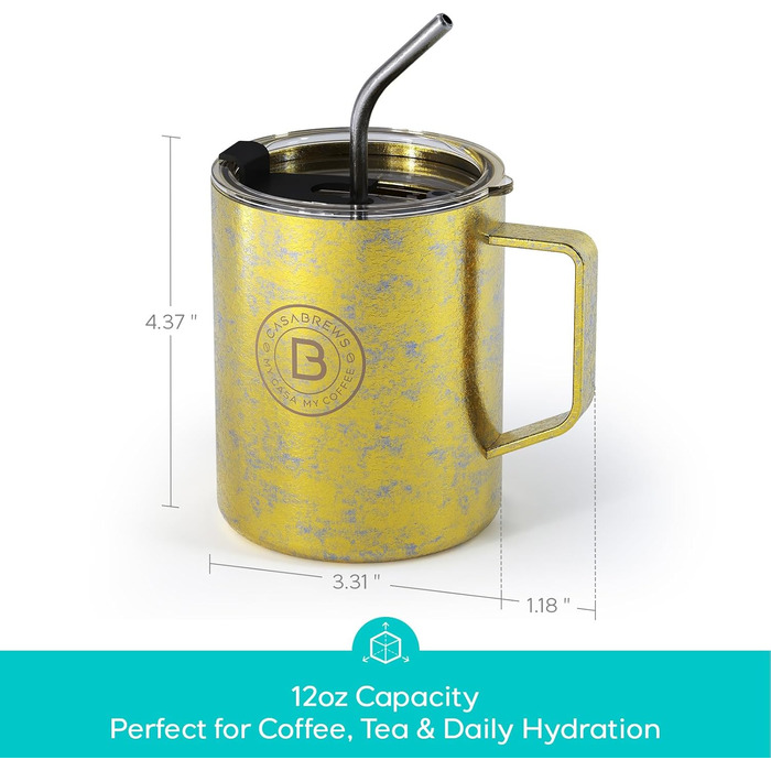 Титанова чашка CASABREWS Gold з кришкою, золота