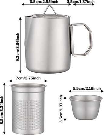 Набір для чаювання Ті-Сет 4 предмети чашка для води та чайне яйце, набір чашок з титанового сплаву. Ідеально підходить для походів, кемпінгу та активного відпочинку. Титаново-нержавіюча сталь, для чоловіків та жінок, для дому та подорожей, для піших прогу