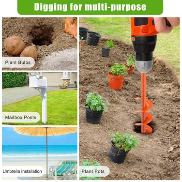 Садовий бурав для посадки рослин, 76 x 61 см, шнек для копання ям з самонарізним гвинтом, міцний садовий бурав 3 мм для посадки 7661см