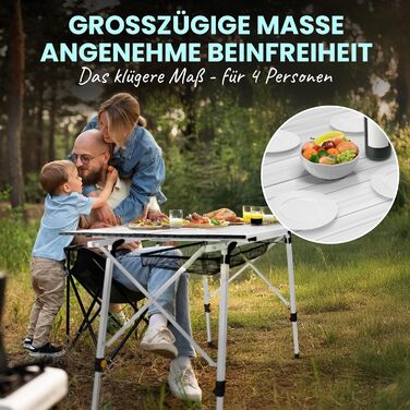 Складаний кемпінговий стіл, регульована висота до 78 см, алюмінієвий кемпінговий стіл, складний кемпінговий згортальний стіл, балконний стіл на 4 особи, складний стіл, сріблястий, легкий з сумкою для перенесення, сітка, згортається, складається