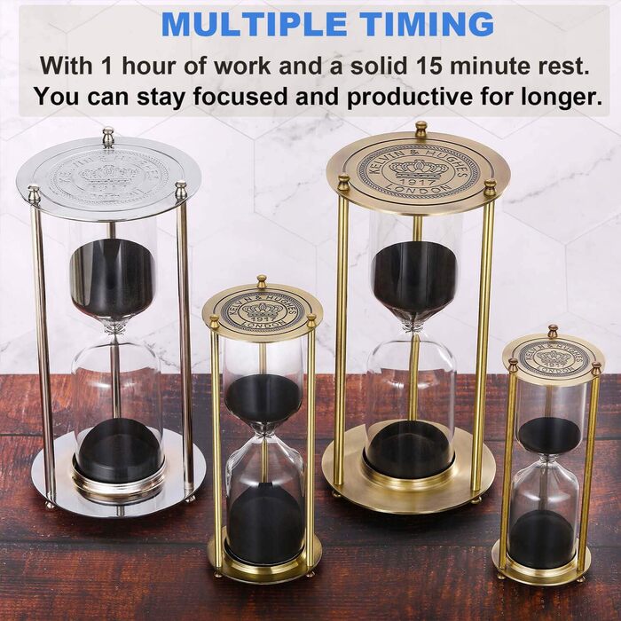 Пісочний годинник SuLiao для Uten, Поворотний на 720, Старовинний білий пісочний годинник, Вінтажний пісочний годинник 1 Hora Reloj de Arena, Великий метал, Пісочний годинник, Офіс, Письмовий стіл, Дім, Весільне оформлення (Чорний, 15 хвилин)