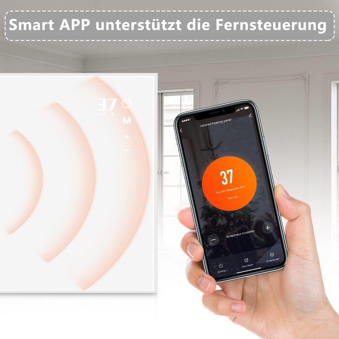 Інфрачервоний настінний обігрівач, 450 Вт - термостат, електричний інфрачервоний обігрівач, окремостоячий блок з пультом дистанційного керування, енергозберігаючий електричний обігрівач з електричним радіатором, настінний, додаток, WiFi, 450 ВтAPP