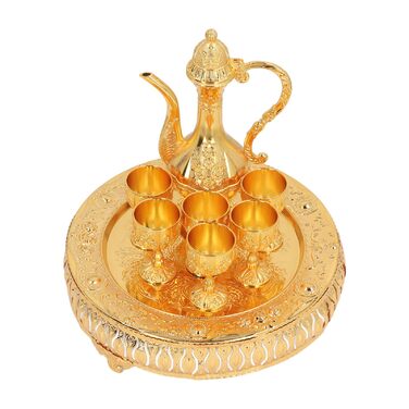 Арамокс Вінтажний чайний сервіз, сплав цинку, елегантний дизайн, ретро-набір для вина, для декору дому, святкових обідів та сімейних зустрічей