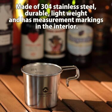 Пивний кухоль Campingmoon 304 з нержавіючої сталі, маленький, 210 мл, S-190 (комплект з 2 предметів), сріблястий