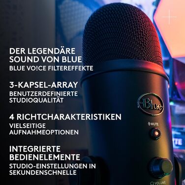 Мікрофон Logitech G Blue Yeti для запису, стрімінгу та геймінгу Classic Black
