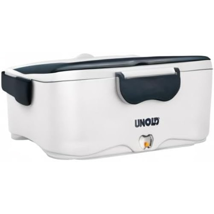 Електричний ланчбокс UNOLD 58850 - білий, 1,5 літра, пластик, для розігріву їжі в дорозі або в офісі, можна мити в посудомийній машині, знімний контейнер з нержавіючої сталі