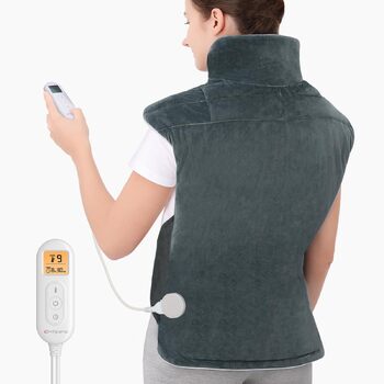 Грілка Comfytemp з обтяженням для спини, плечей та шиї з 9 режимами нагрівання, 0,5-9 годин, автоматичне вимкнення, 1,1 кг, грілка для спини, грілка для шиї, грілка, подарунки для мам, жінок, мам, тат, сіра, 53x85 см