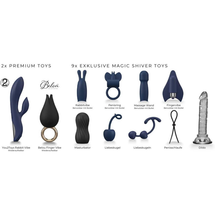 Еротичний адвент-календар Magic Shiver, 2025, 24 секс-іграшки для пар, синій