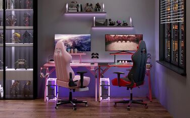 Ігровий стіл Intimate WM Heart 110 см, ергономічний комп&39ютерний стіл, письмовий стіл з карбоновою стільницею, поворотний тримач для гарнітури, тримач для ручки та тримач для напоїв, чорний та червоний