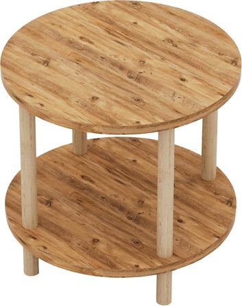 Круглий журнальний столик VES стіл для вітальні з нижньою полицею 49 x Ø 42 см тумбочка для ліжка диванний столик під дерево