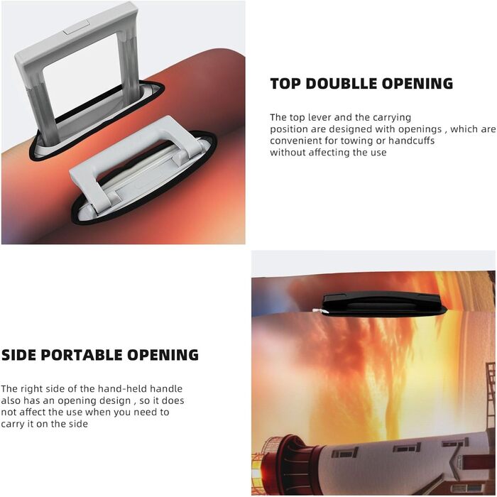 Чохол еластичний для валізи Sunset Prints з прихованою блискавкою, універсальний захист для подорожей та ділових поїздок, чорний, розмір M (для валіз 22-24 дюйми)