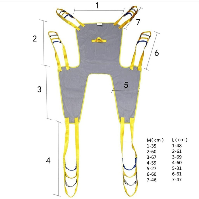 Слінг, строп для підйому людей похилого віку для підйому пацієнта та підйому стелі, слінг, допомога для пересування з підйомом ніг (розмір великий) (M)