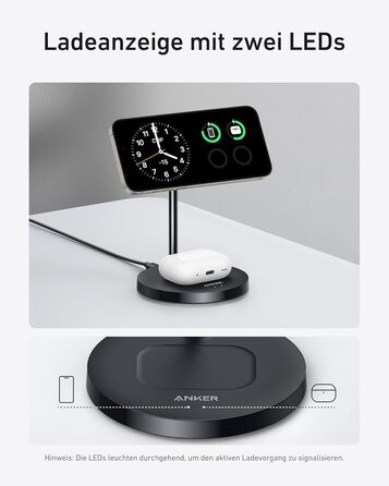 Вт, сумісний із зарядним пристроєм Magsafe, індуктивна зарядна станція 2-в-1, бездротовий зарядний пристрій Qi2 для iPhone 16/15/1