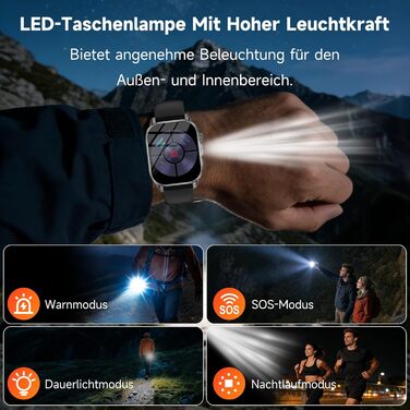 Чоловічий смарт-годинник з ЕКГ/BAT/ІМТ/ВСР/сечовою кислотою/світлодіодним підсвічуванням, 2.0-дюймовий годинник для здоров&39я з 24-годинним вимірюванням артеріального тиску, SpO2, монітором серцевого ритму, температурою тіла, монітором сну/апное, екстрен