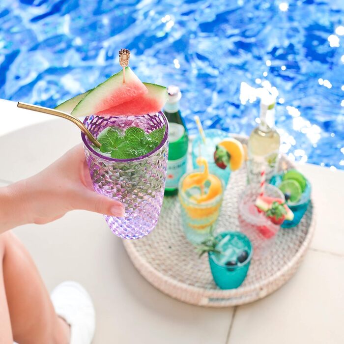 Стакани BELLAFORTE Laguna Beach з ударостійкого пластику Tritan, високі, 540 мл, небиткий посуд для напоїв на відкритому повітрі,