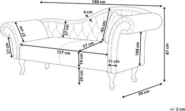 Шезлонг Beliani, оксамит, зелений, стьобаний праворуч, з подушками, стиль Честерфілд, візерунок латте