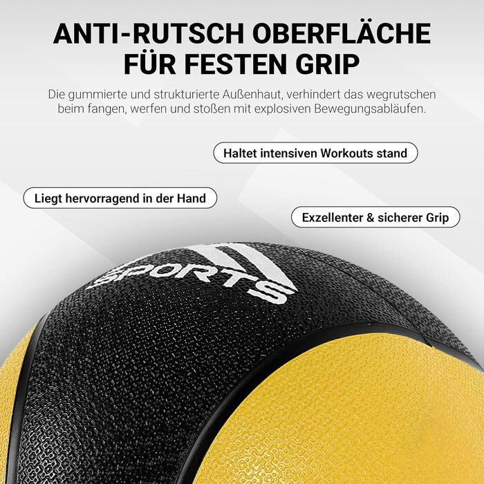 Медичний м&39яч MSPORTS 1-10 кг - професійна студійна якість, включаючи плакат з вправами, гімнастичні м&39ячі 1 кг - жовтий