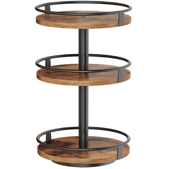 Підставка для спецій HOOBRO, кухонна полиця, 3-рівнева обертова підставка для спецій, кухонний органайзер, тримач для спецій, для кухонної стільниці, туалетного столика, обіднього столу, рустикальний коричневий та чорний EBF09TL01 25 x 25 x 48 см рустикал