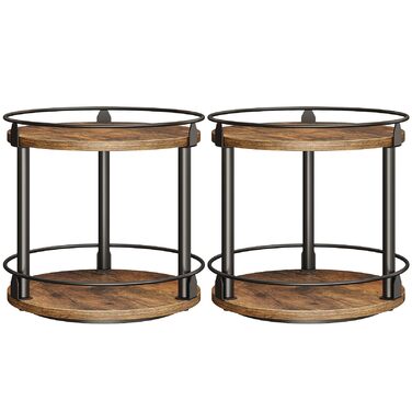 Підставка для спецій, 2-рівневий обертовий органайзер, комплект з 2 шт. , кругла обертова підставка для зберігання, компактний тримач для спецій з поворотним столом, для кухонної стільниці, обіднього столу, вінтажний коричневий та чорний XSR22L2BR 26 x 26