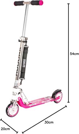 Дитячий самокат HUDORA BigWheel 125 надійний алюмінієвий міський самокат, складаний, з регулюванням висоти, витримує до 100 кг, з ременем для перенесення, рожевий