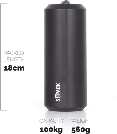 Телескопічний стілець Sitpack 2.0 - Складаний кемпінговий стілець для кемпінгу, подорожей, відпочинку, використання на свіжому повітрі - У комплекті чохол та 2 змінні ніжки - Надзвичайно маленький та легкий - Висота 16,8 см та діаметр 6,7 см, 560 г - Витр