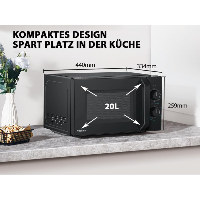 Мікрохвильова піч Toshiba MW2-MG20PF(BK)/GE 800 Вт з хрустким грилем і функцією комбінованого приготування, 5 рівнів потужності, потужність гриля 1000 Вт, чорний гриль 20 л чорний