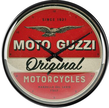Ретро-настінний годинник Nostalgic-Art, Ø 31 см, Moto Guzzi Original Motorcycles Ідея подарунка для байкерів, оригінальний ліцензійний продукт (OLP), великий кухонний годинник у вінтажному дизайні