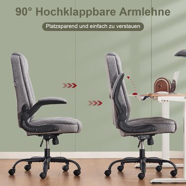 Ергономічне офісне крісло CASTLOVE, крісло керівника з м&39якими підлокітниками, складне, регульоване по висоті, функція гойдання та підголівник, зручне для домашнього офісу, вантажопідйомність 150 кг, сіра тканина