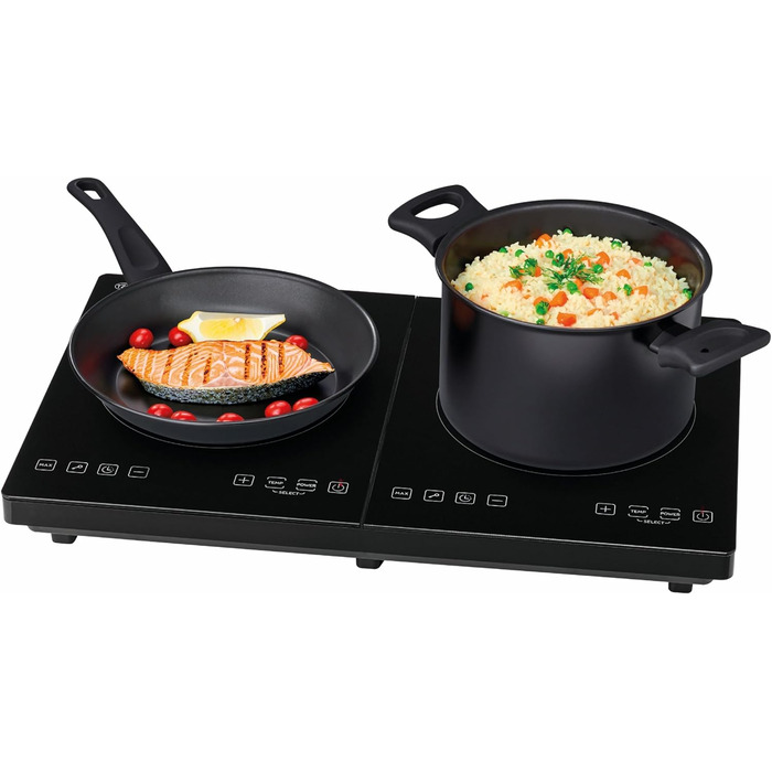 Перша індукційна плита Австрія подвійна 3500 Вт 10-ступінчастий контроль температури Таймер Батьківський контроль Кемпінг Мобільний двомісний чорний